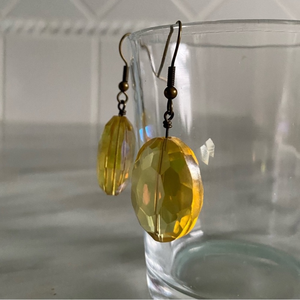 Yellow Crystal Earrings - Picture 5 of 8